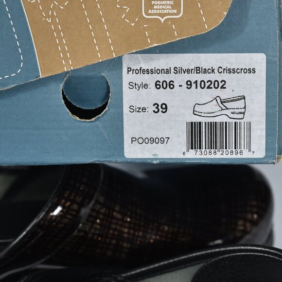 Dansko Professional Black & Silver Clogs size 39 womens 8.5 9 - Picture 6 of 7